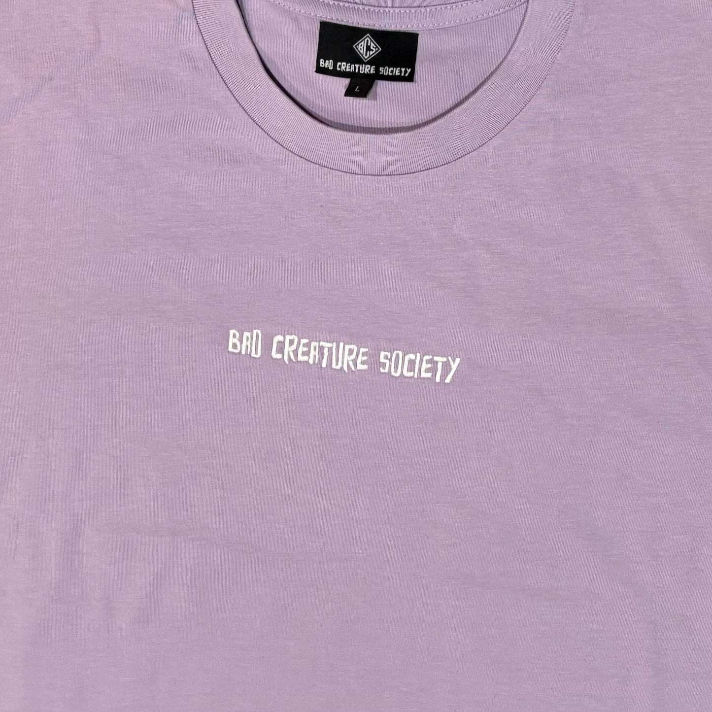 'Bad Creature Society' Minimal T-Shirt - Lilac