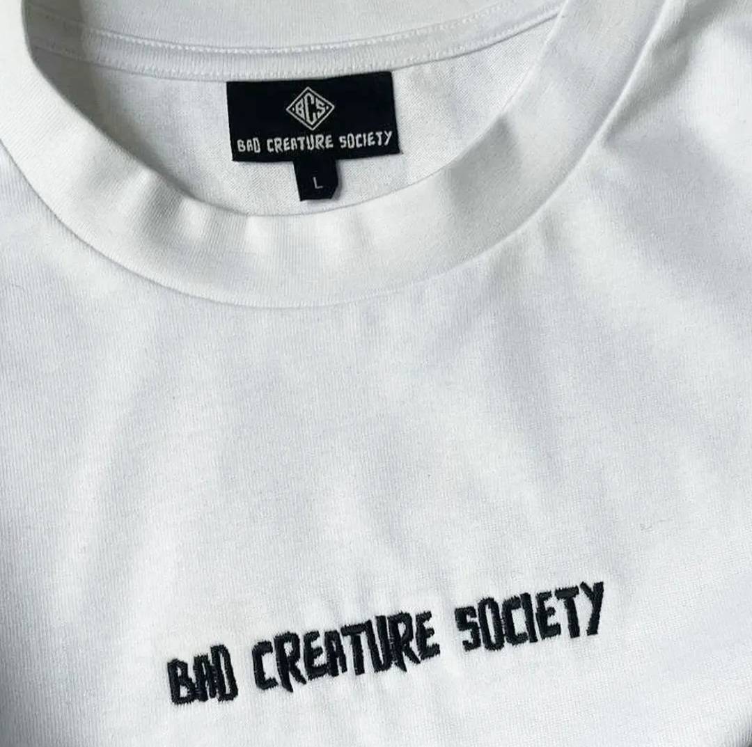 'Bad Creature Society' Minimal T-Shirt - White