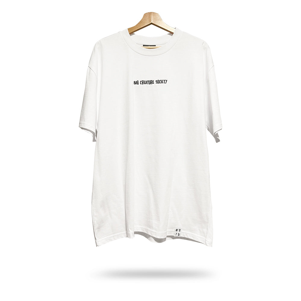 'Bad Creature Society' Minimal T-Shirt - White