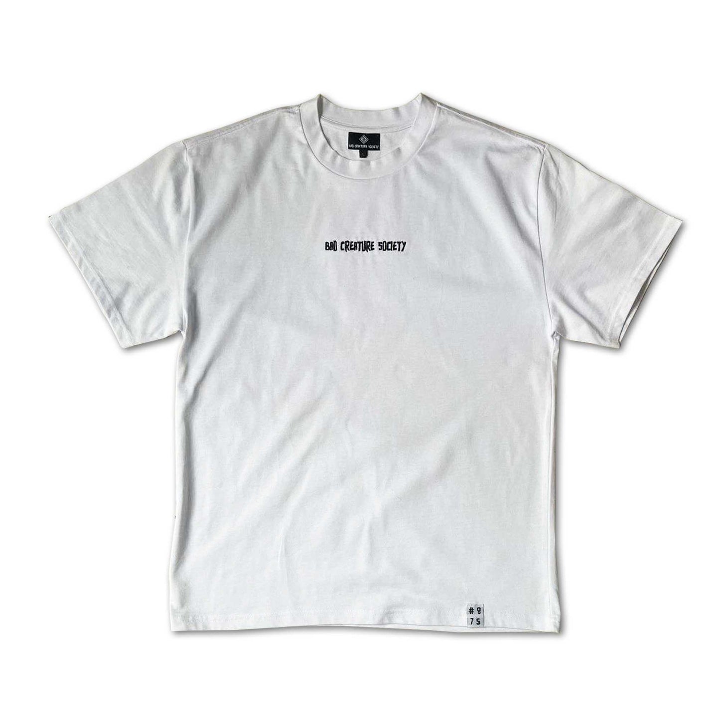 'Bad Creature Society' Minimal T-Shirt - White