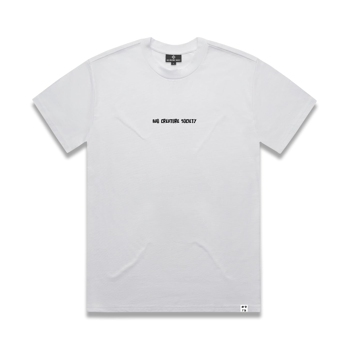 'Bad Creature Society' Minimal T-Shirt - White