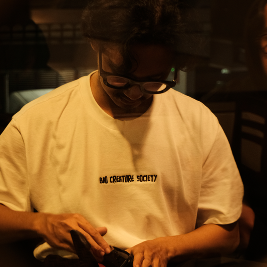 'Bad Creature Society' Minimal T-Shirt - White
