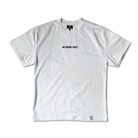 'Bad Creature Society' Minimal T-Shirt - White
